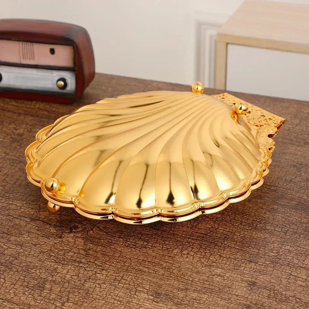 Creative Shell Fruit Plate Gold Opening Niche Light Luxury Retro Exquisite Fashion Home Zinc Alloy Fruit Plate Snacks