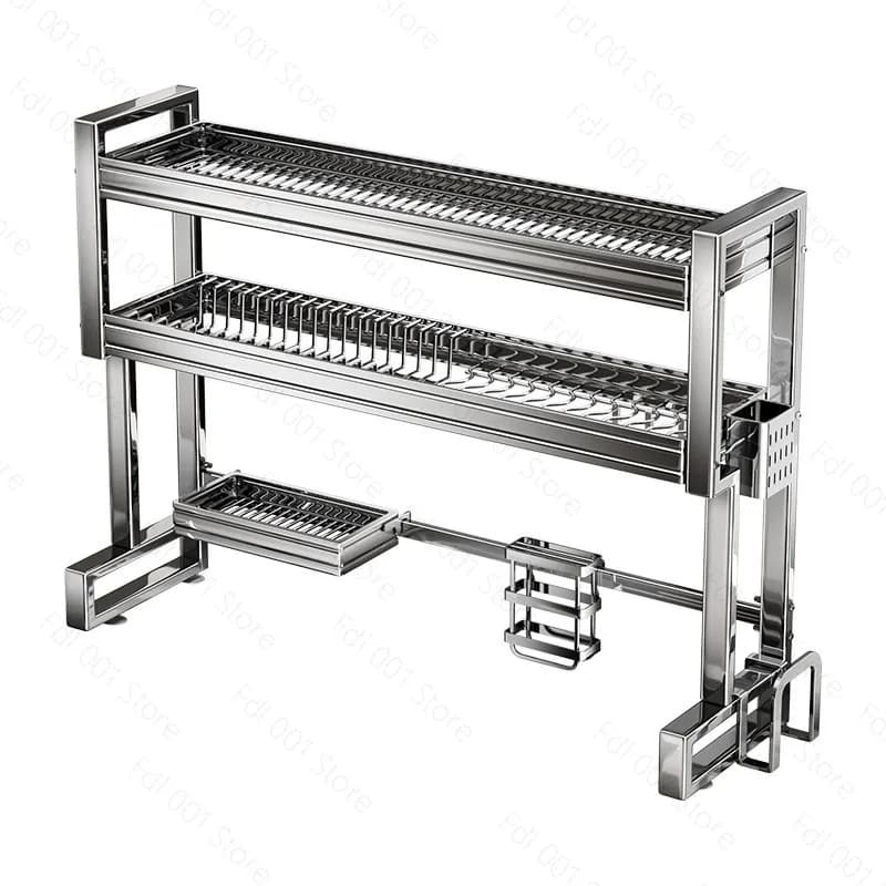 Stainless Steel Kitchen Sink Shelf Dishwasher Multifunctional Countertop Dish Storage Sink Dish Drain Rack