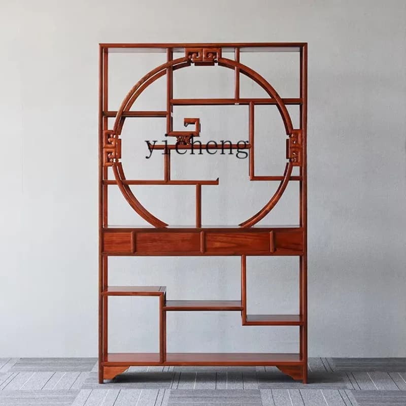 GZ solid wood Chinese Bogu rack antique tea display cabinet living room partition rack