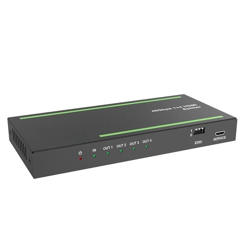HDMI 2.1 1x4 Splitter with Auto Scaling Built-in Equalizer and Retimer for 48 Gbps Transmission