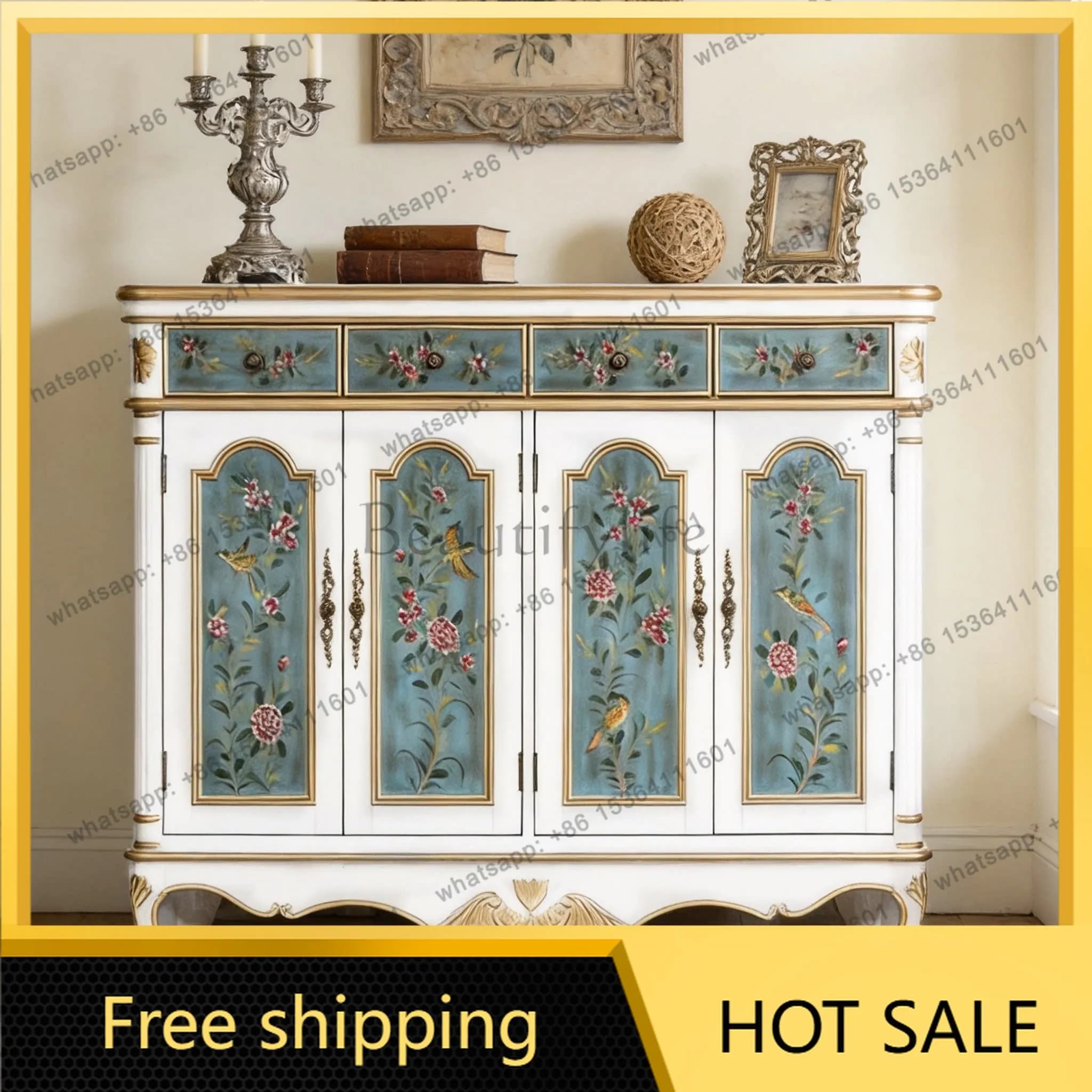 Factory Direct European Home Living Room Partition Locker American Painted Storage Cabinet