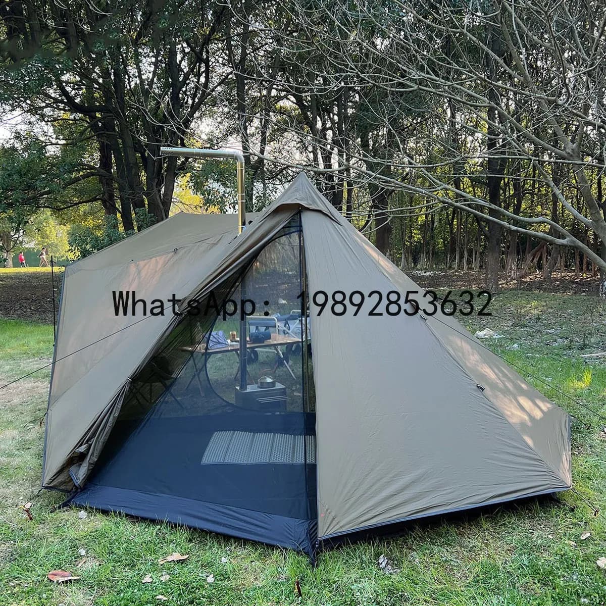 PYJ Outdoor Camping Tent Folding Portable Canopy Tent Double Door Pyramid 2m Lightweight Park Tent