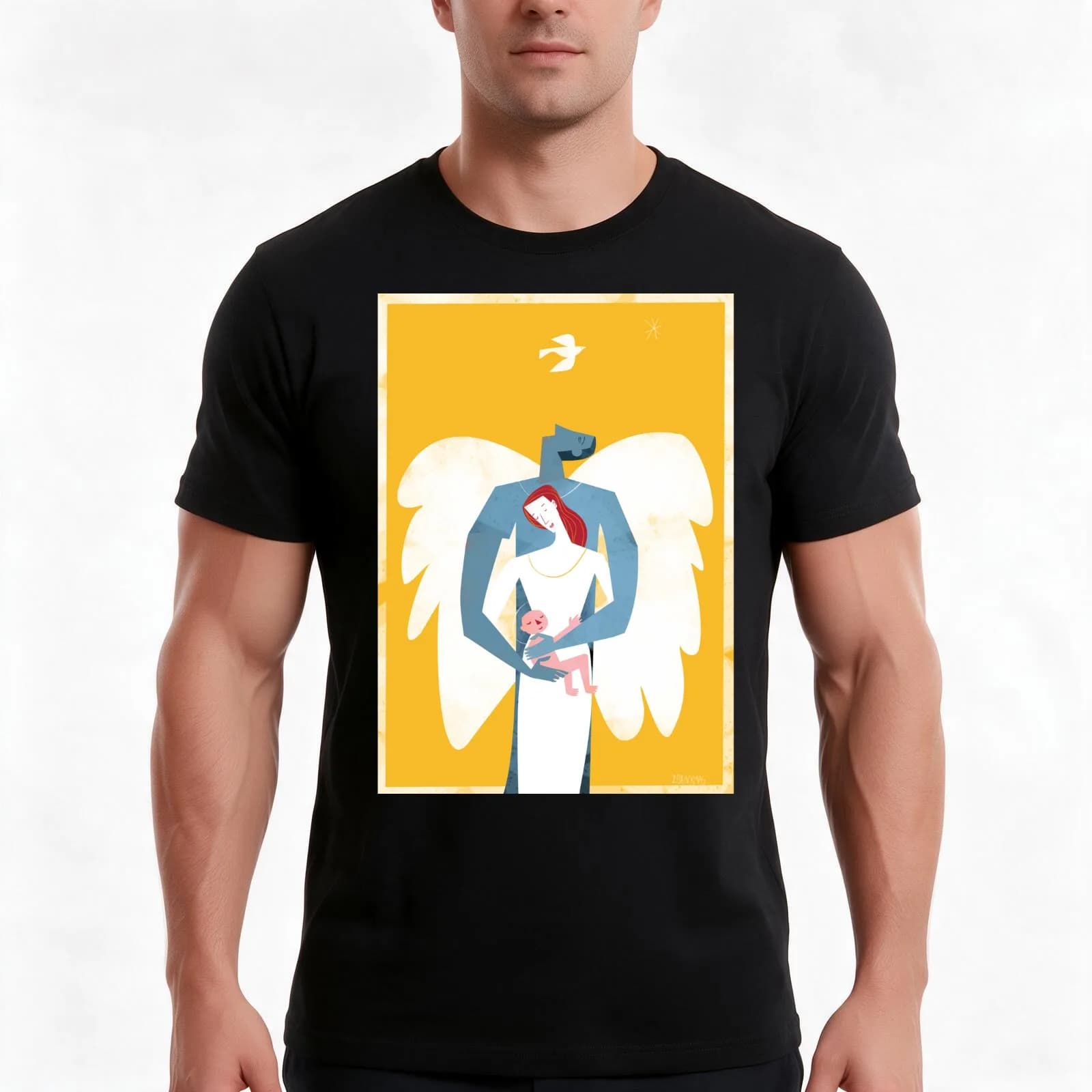 The Angel's Family T-Shirt, Summer Casual Cotton Tee, Oversized Streetwear Tops, Vintage Graphic Print, Loose Fit Short Sleeve