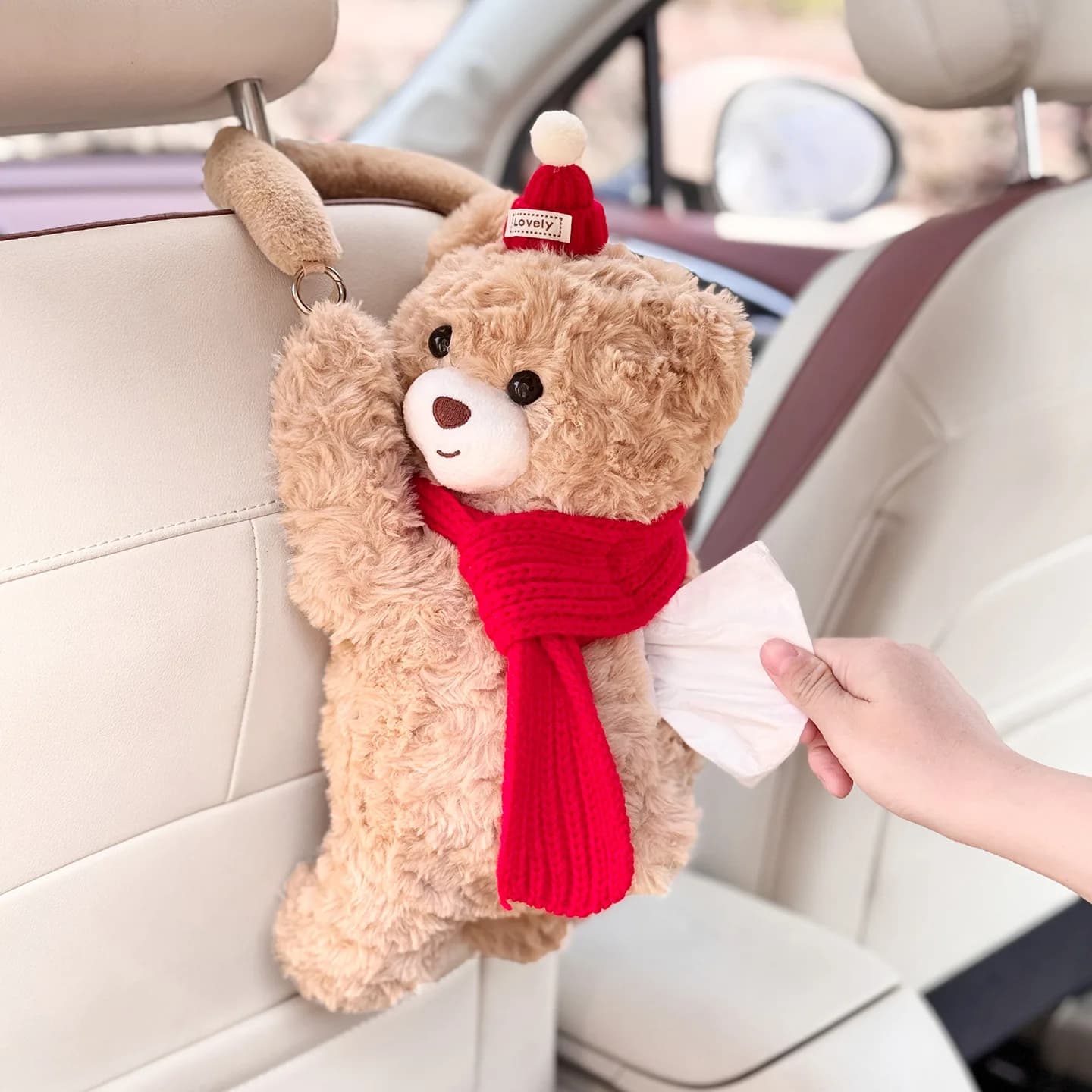 2026 New Car Tissue Box Hanging Cute and Beautiful Doll Decoration Car Paper Box Female Car Portable Camping Tissue Hanging Bag