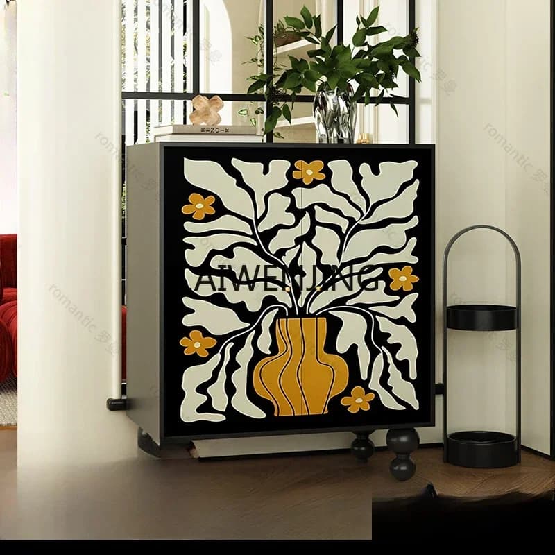 MJY solid wood door shoe cabinet entrance entrance side cabinet indoor integrated storage cabinet