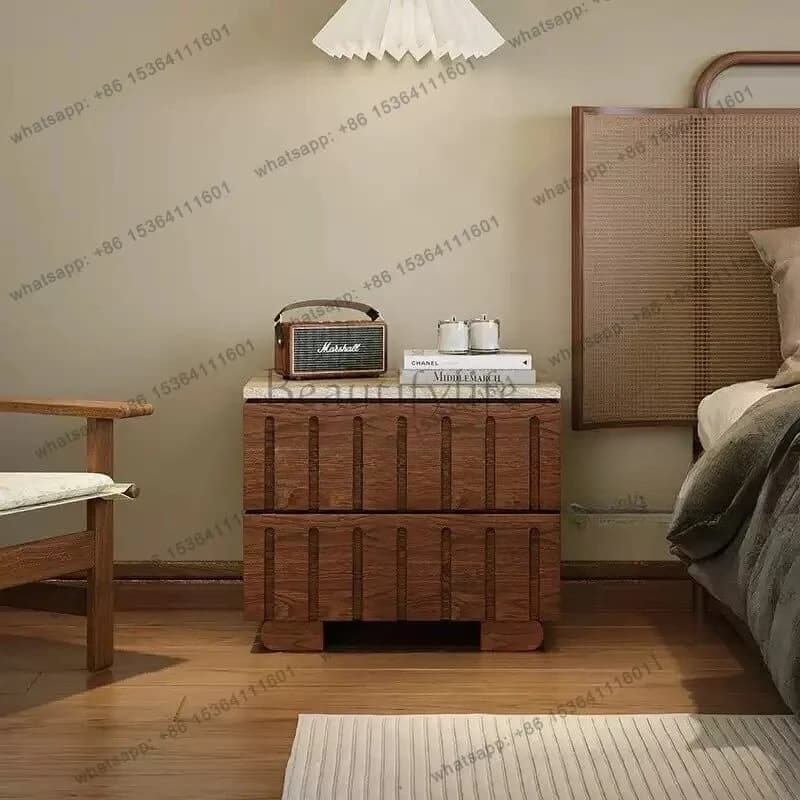 Customization Medieval style retro travertine bedroom bedside cabinet artistic sense creative home wall locker