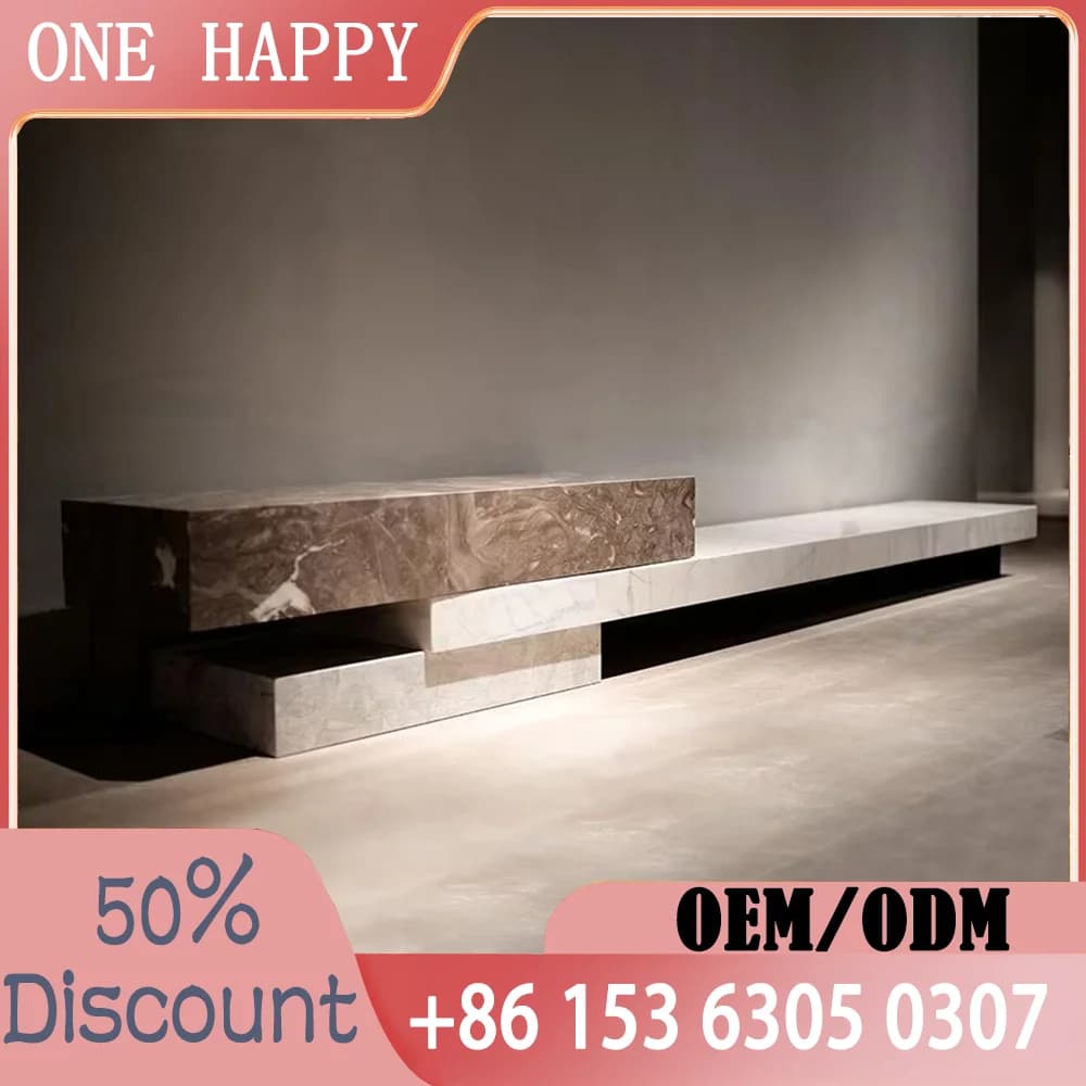 Any Size Custom Italian Luxury Natural Marble TV Console Water Resistant Scratch Proof EO Certified Villa Entertainment Customiz