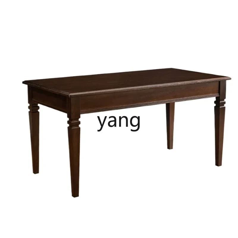 LH all solid wood dining table household long restaurant book table and chair combination