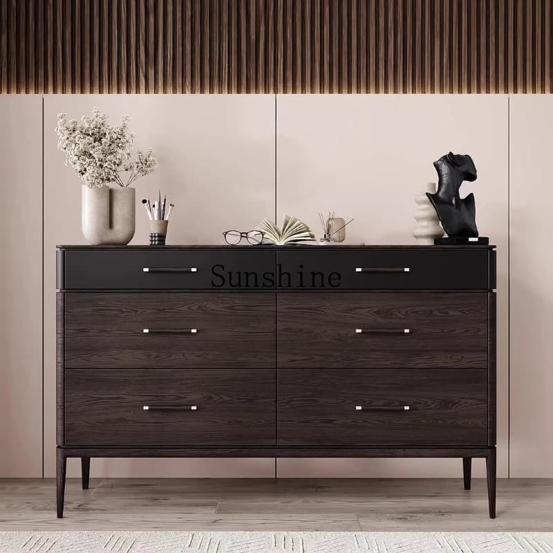Medieval solid wood living room wall locker bedroom simple drawer storage cabinet