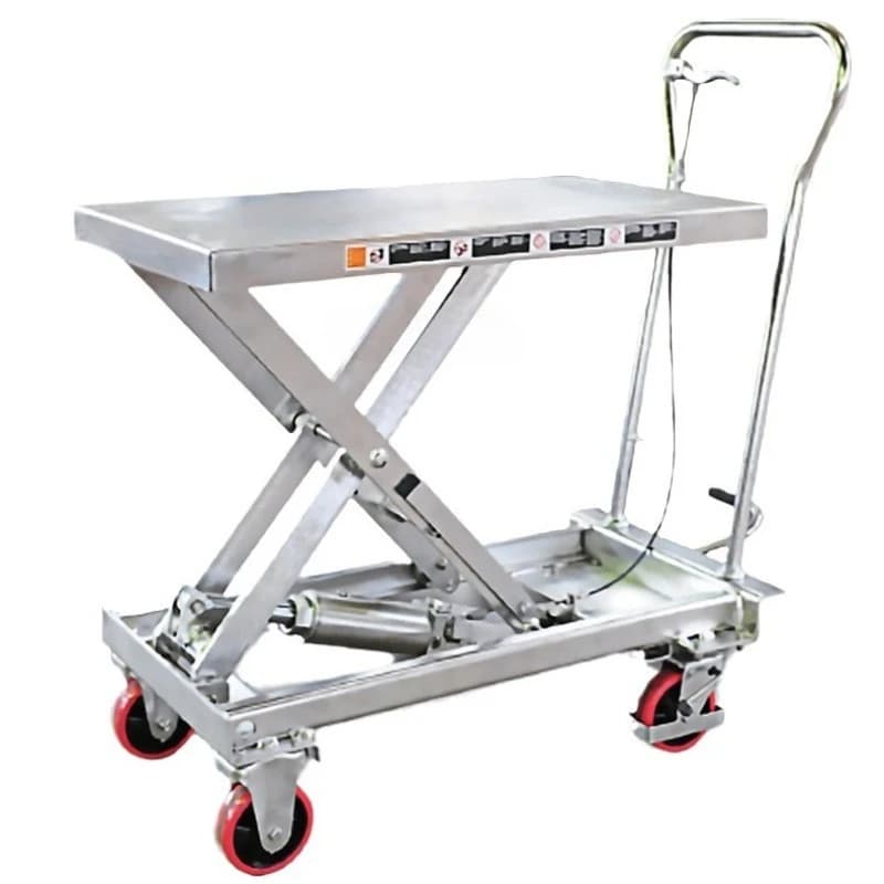 Stainless steel manual platform car 500kg hydraulic lift 304sus stainless steel trolley lift car