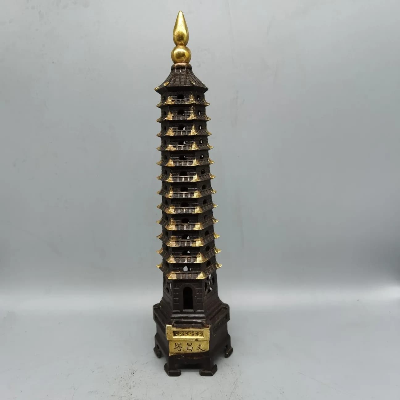 The Gilded Copper Wenchang Pagoda Is Well-Crafted, With Smooth Patina, Warm Elegant Finish, And An Overall Simple Design That Ex