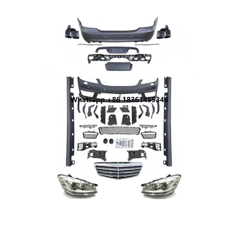 S63 Style BodyKit Front Rear Bumpers Diffuser Side Skirts Grille LED Headlights Body Kits For  2006-