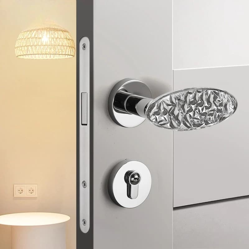 Gold crystal bedroom door lock household universal indoor silent room door lock magnetic split lock wooden door handle