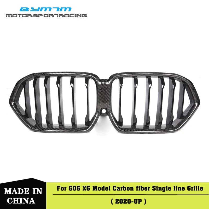 Single line Real Dry Carbon Fiber Front Bumper Kidney Racing Grille Car accessories For BMW G06 X6 X6M F96