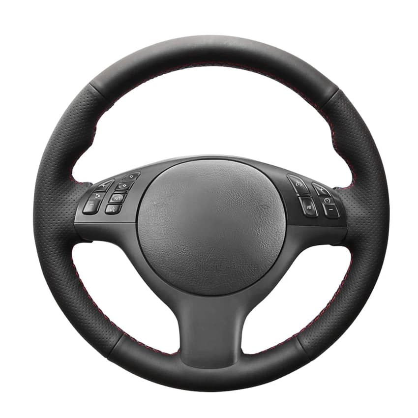 Black Faux Leather Car Steering Wheel Cover for BMW M Sport 3 Series M3 E46 5 Series M5 E39 2000-2006