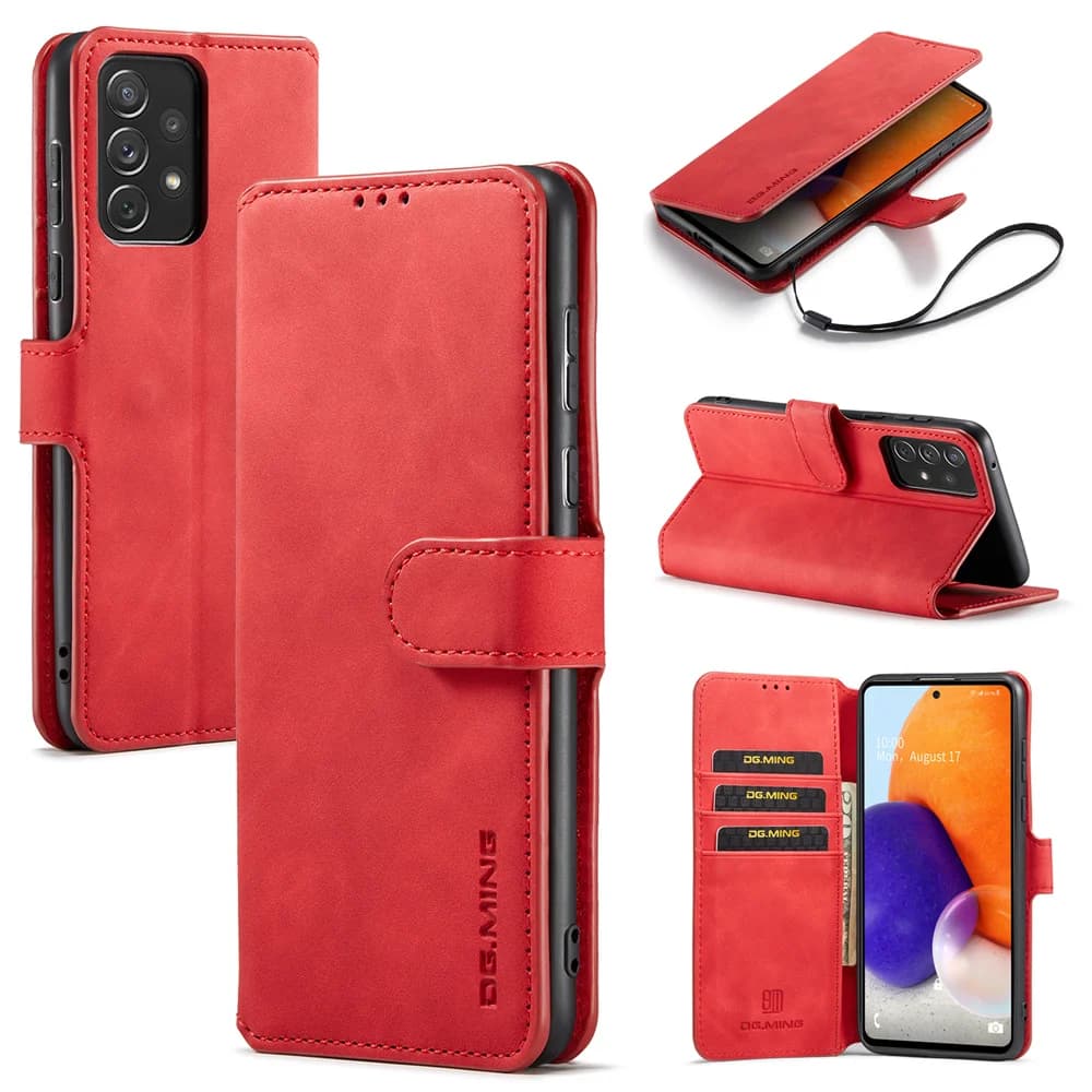 DG.MING Oil Edge Retro Leather Flip Case for Galaxy A12 A13 A10 A21 A22 A31 A32 A33 A40 A42 A50 A51 A52 A53 A70 A71 A72 A73 A21S