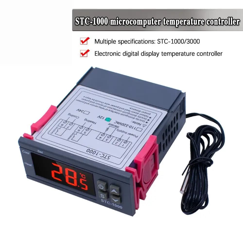 Controlador  temperatura Digital termostato termorregulador para incubadora relé LED 10A calefacción refrigeración STC-1000 12V