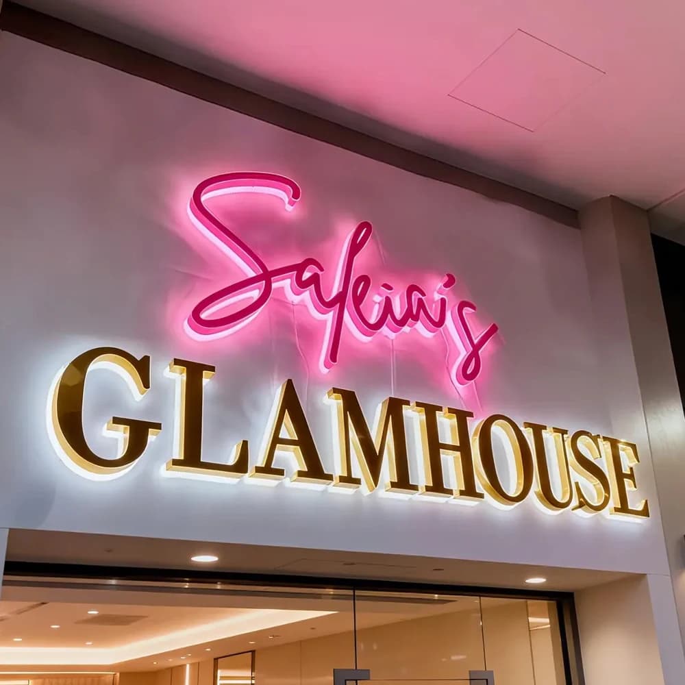 Custom Business Illuminated Sign 3D Large Letter Metal Backlit Signage LED for Store Company Signage Metal Neon LED Sign Outdoor