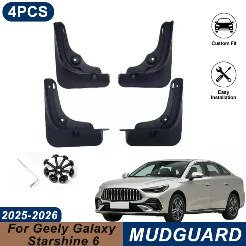 4PCS Car Mud Flaps For Geely Galaxy Starshine 6 2025-2026 Waterproof Anti-Splash Fender Mudguards Auto Exterior Accessories