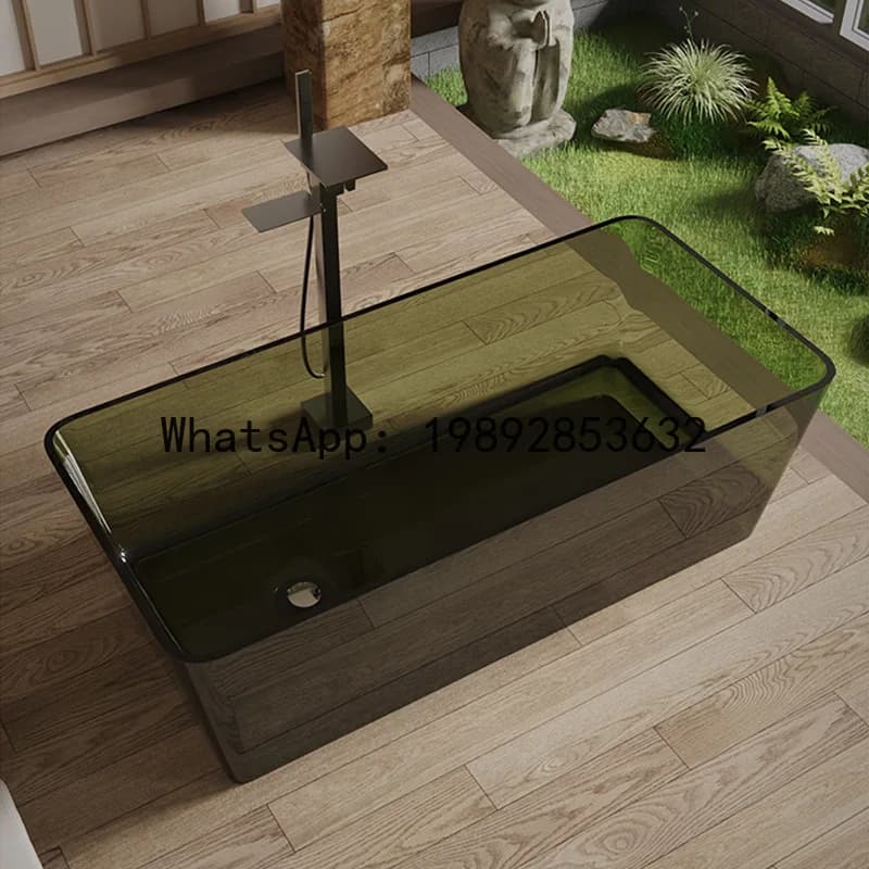 YFY Rectangular Bathtub for Home Use, Adult Freestanding  Insulation, Small Apartment Hotel Homestay Transparent Resin Bathtub