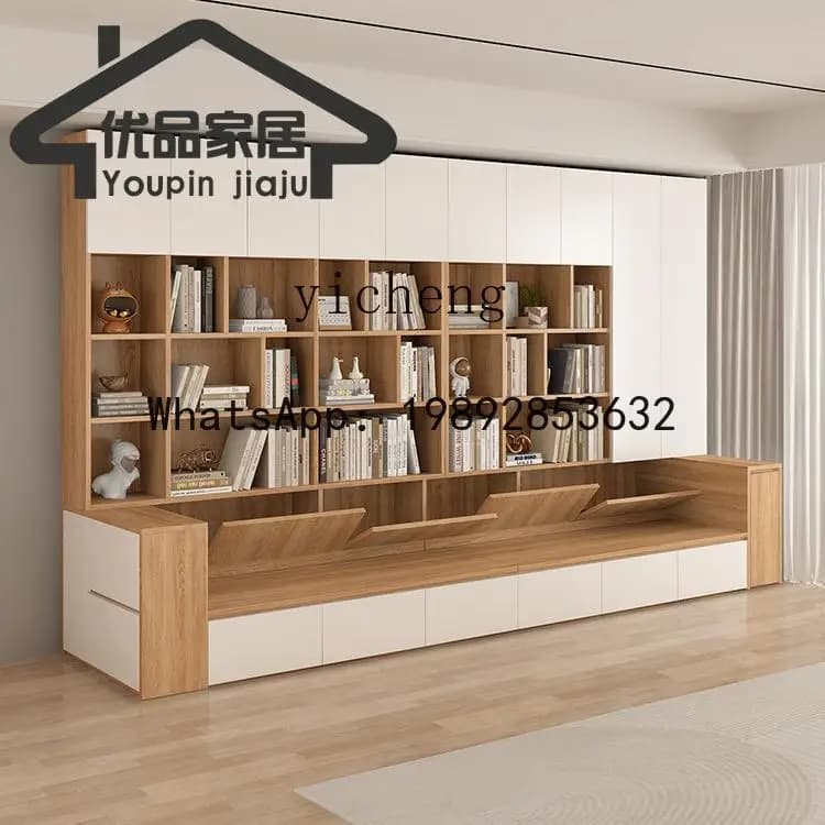 X1   sofa bookcase integrated living room full wall bookcase combination multi-functional home with card seat bookshelf locker