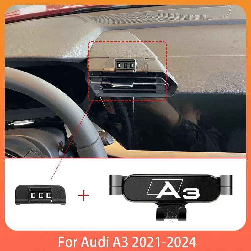 Car Mobile Phone Holder For Audi A3 S3 8Y 2021-2024 Adjustable Special Mobile Phone Holder GPS Base Mount Stand Accessories
