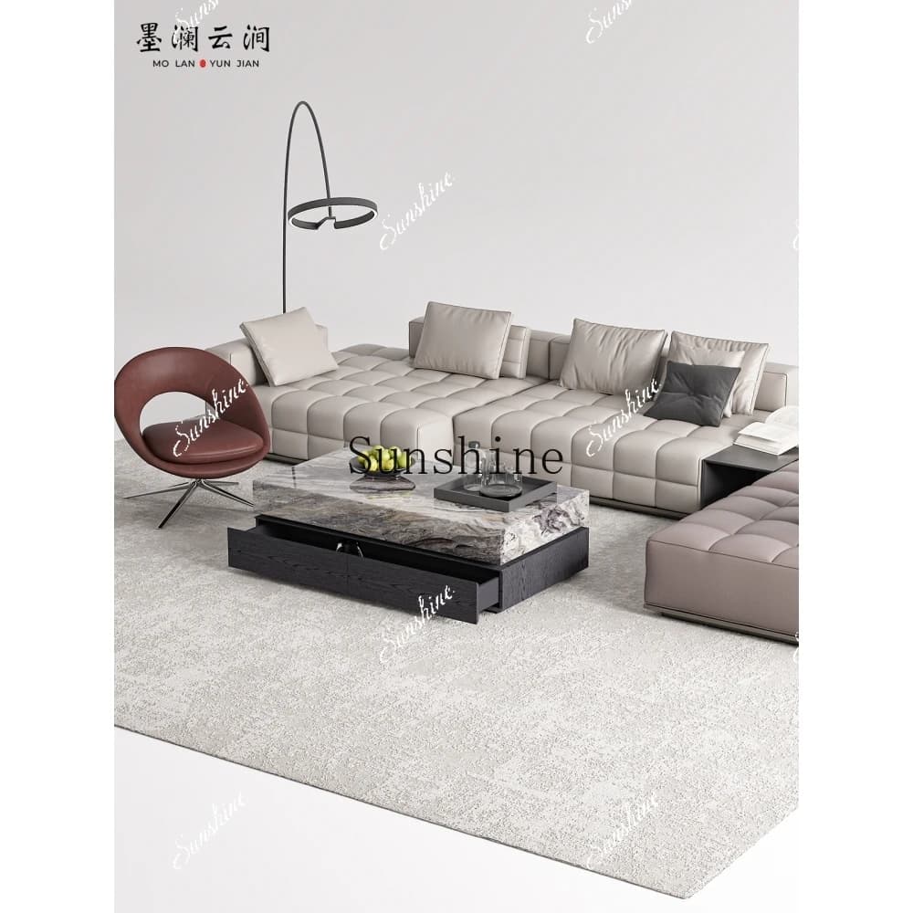Italian minimalist natural marble square with drawers living room home coffee table  FT