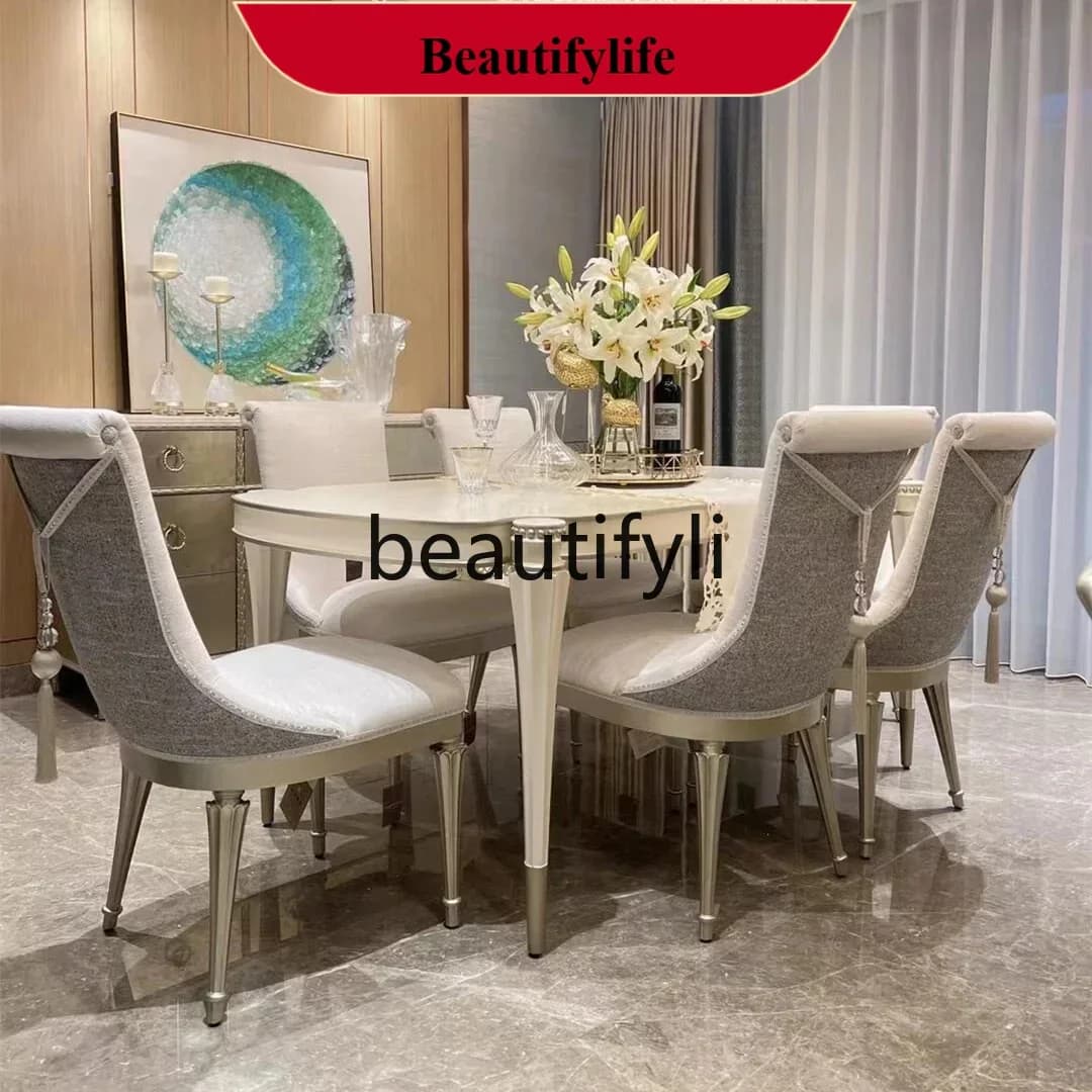 z183 French dining table American light luxury simple high-value solid wood dining table 6-8 people rectangular dining table