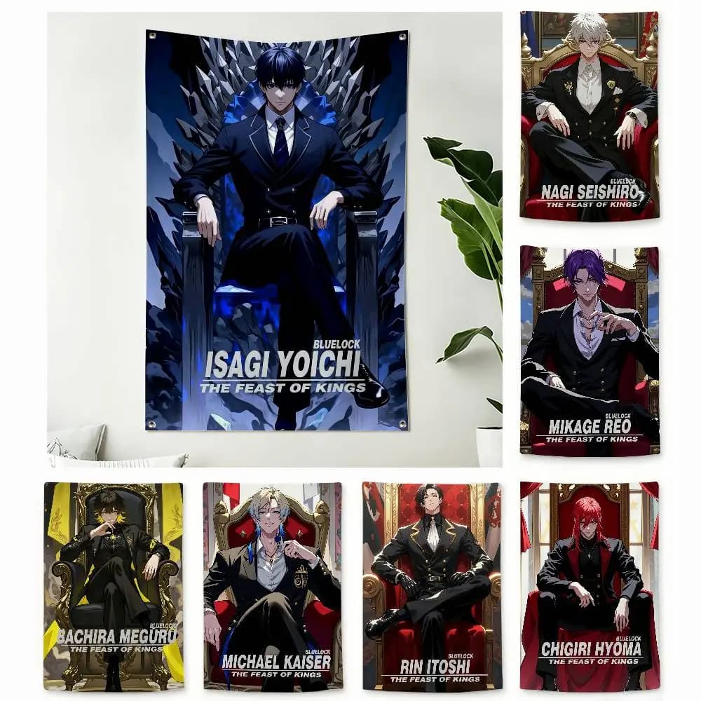 Cool B-Blue Lock Anime Character  Home Decor Vertical Flags Indoor Outdoor Hanging Decor for Bedroom Living Room Wall Decoration