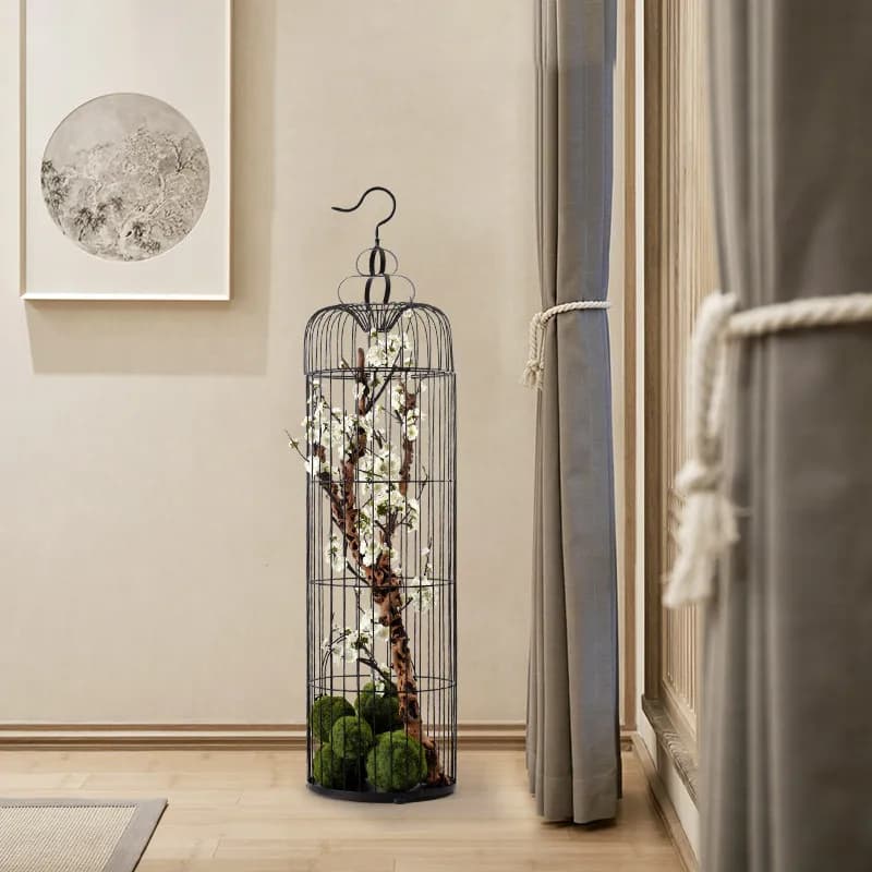 Yjq1 new Chinese style large floor plum blossom bird cage simulation fake vase handicraft hotel living room soft decoration