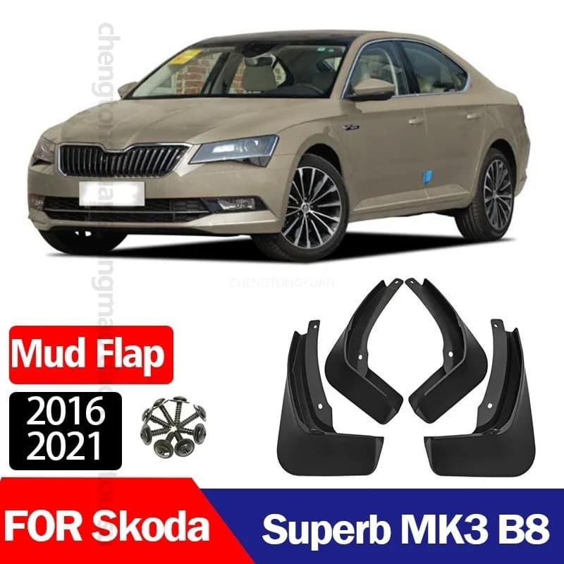Mudflaps Mudguards For Skoda Superb MK3 B8 2016-2021 Tire Fenders Blocking Sediment Front Rear Wheels ABS Black Car Accessories