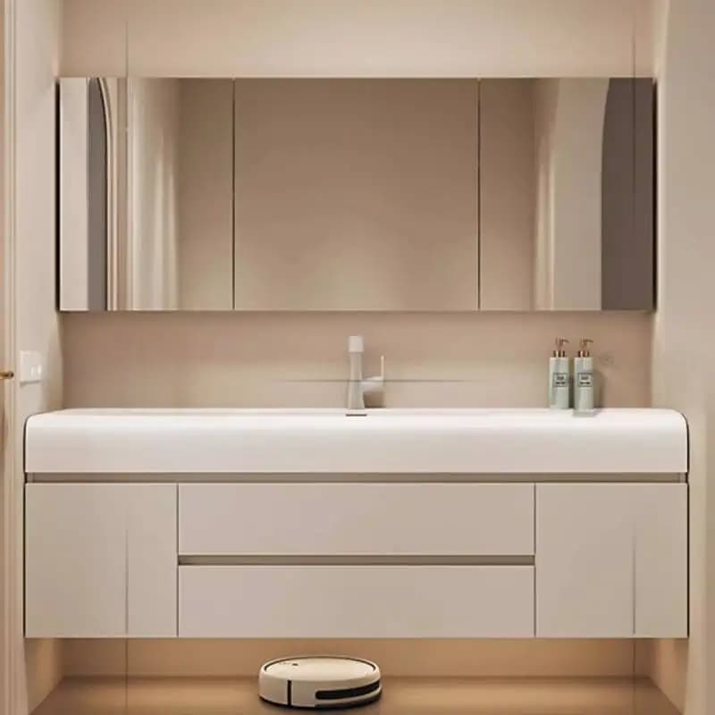 Wooden White Bathroom Cabinet Light Large Modern Luxury Mirror Bathroom Cabinet Storage Drawers Muebles Almacenamiento Furniture