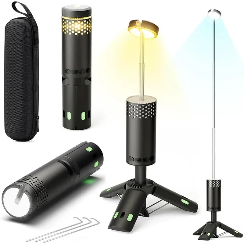 Telescopic Camping Light 10000mAh Portable Searchlight Outdoor Camping Emergency Lantern with Magnet Tripod Base and Storage Bag