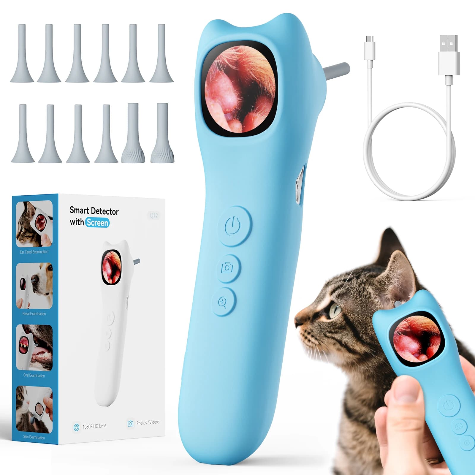 Q12-B Factory Direct Sale WIFI Electric IP67 Ear Camera With Animal Ear Cameras Small Animals Pet Cat Dog Smart Home Ear Cleaner