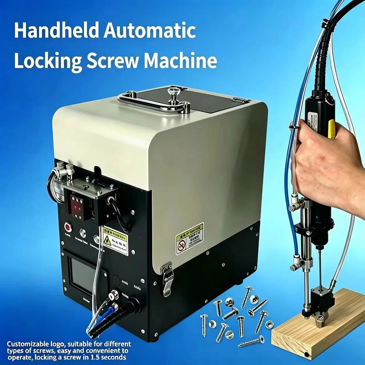 Automatic screw feeder, adjustable torque, hand-held pneumatic screw tool with automatic feeder