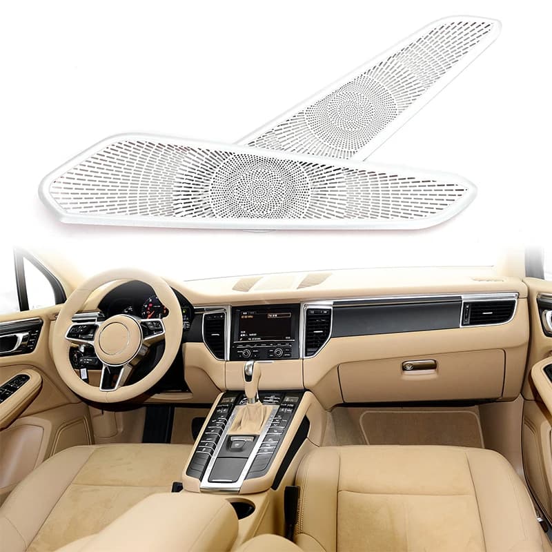 For Porsche MACAN 2014-2025 Car Center Console Side Decorative Mesh Cover Stainless Steel Silver Car Modification Accessories
