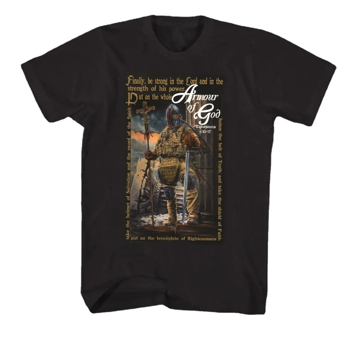 Armour of God, Ephesians 6:10-17. Crusaders Illustration Printed T-Shirt. Summer Cotton O-Neck Short Sleeve Mens T Shirt New