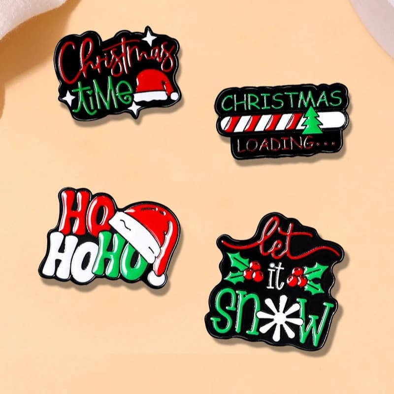 Unisex Christmas Brooch Cartoon Christmas Badge Alloy Pin DIY Decoration for Clothes Bags Shoes Hat Scarf T-shirt Jeans