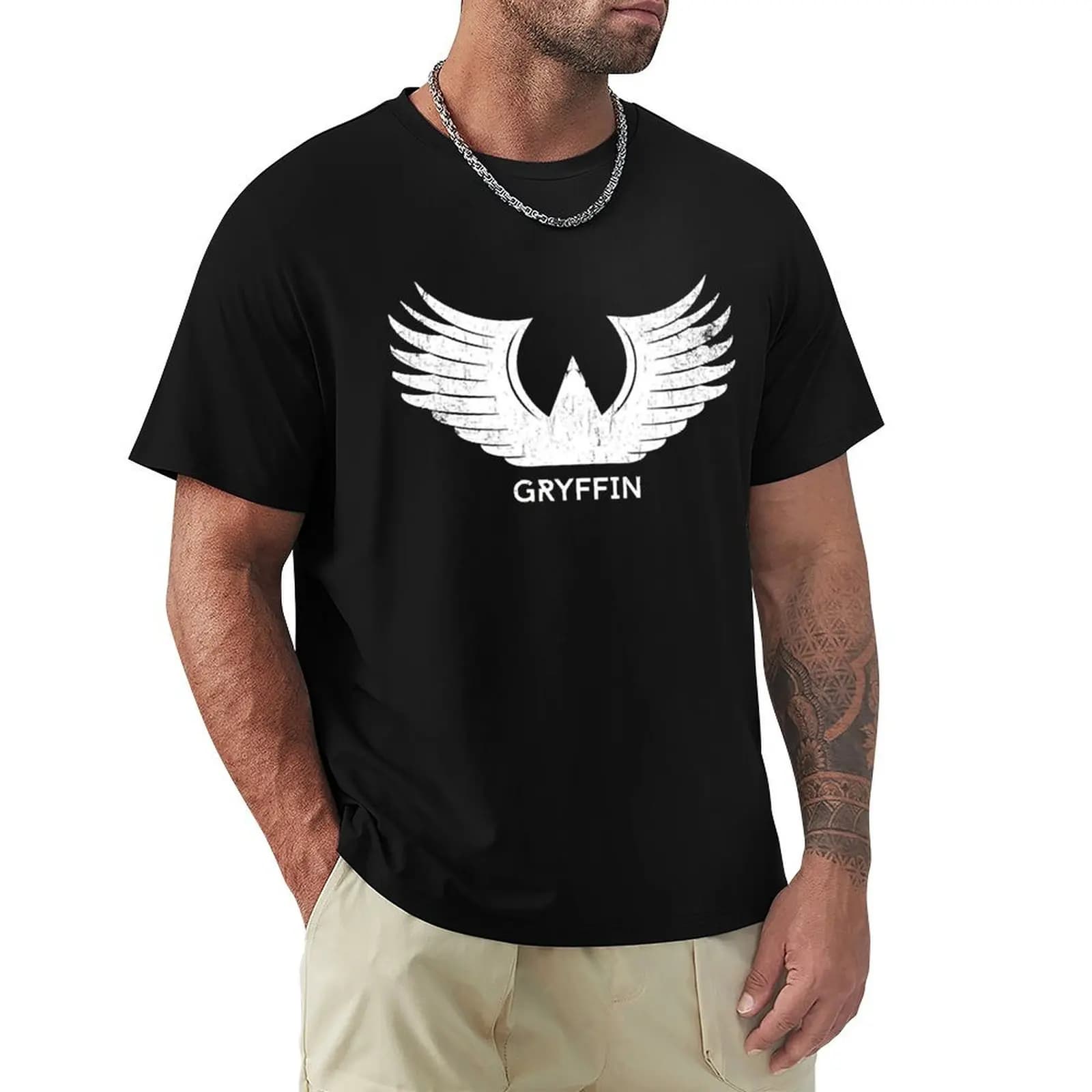 GRYFFIN LOGO WHITE For Fans T-Shirt anime graphics basketball graphic tees Men's t shirts