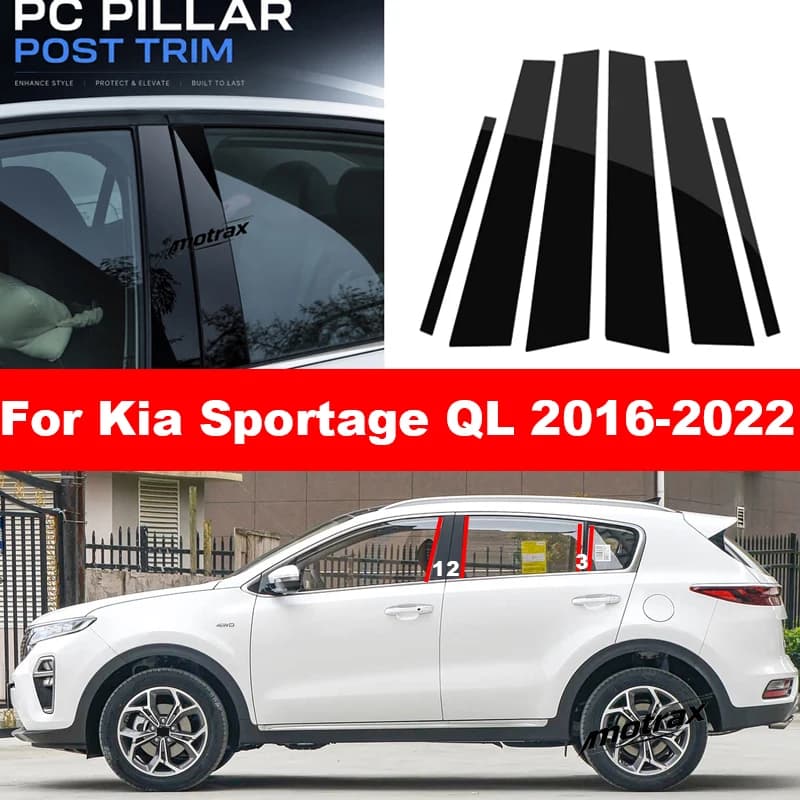 For Kia Sportage QL 2016-2022 Car PC Pillar Posts Door Window Trim BC Column Sticker Cover Decoration Accessories