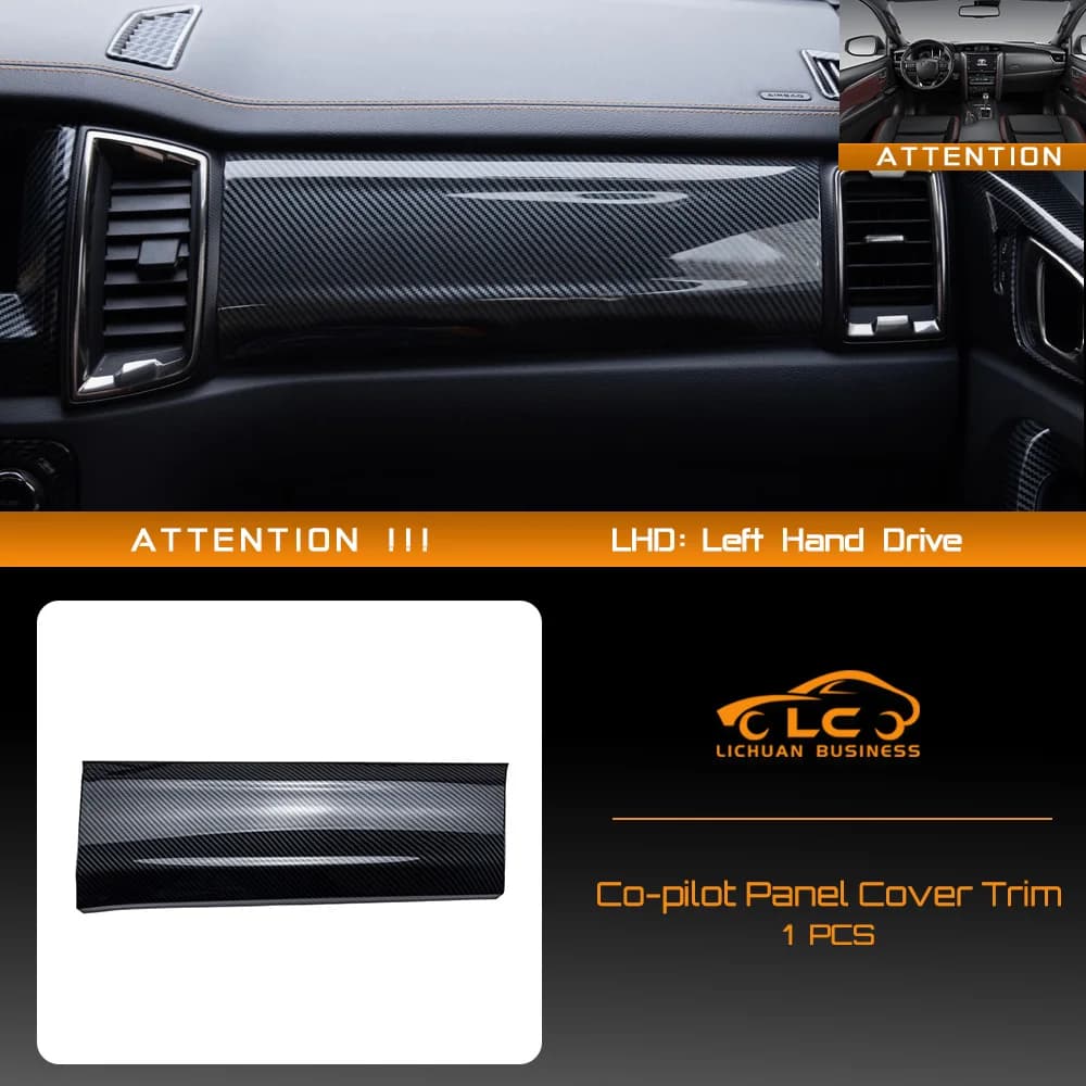 1pc ABS Carbon Fiber Color Co-pilot Panel Cover Trim Interior Decoration for Ford RANGER 2015 2016 2017 2018 2019 2020 2021