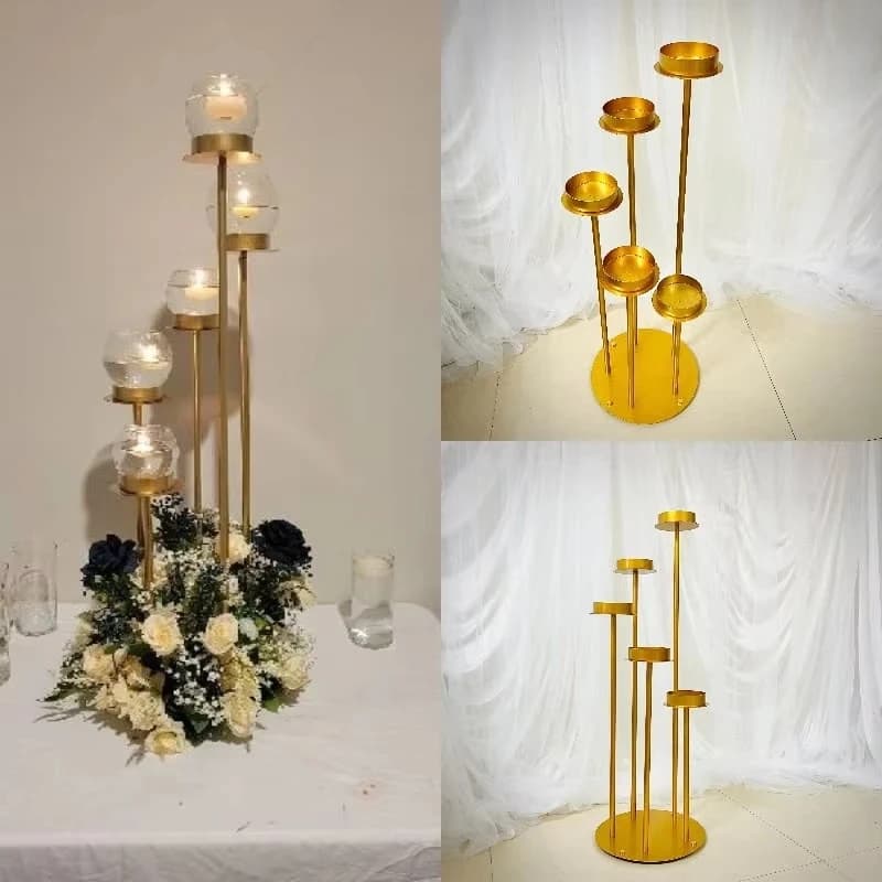 10pcs Romantic Plinth Column Big Cup Candle Stand Wedding Floral Arrangement Rack Engagement Birthday Flower Table Centerpieces