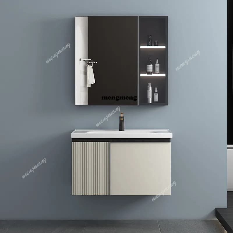 Toilet bathroom cabinet combination hotel solid wood sink wash table integrated ceramic basin
