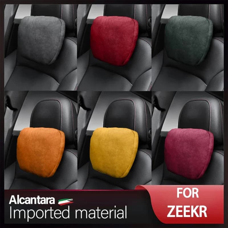 For ZEEKR Alcnatara Suede Car Headrest Neck Support Seat Soft Universal Adjustable Car Pillow Neck Rest Cushion Car accessories
