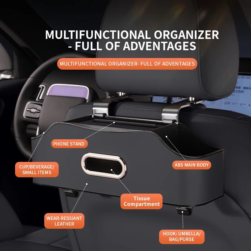 Car Seat Back Storage Box, In-Car Organizer Bag, Durable Car Storage Box, Car Interior Accessory, Universal Car Seat Back Storage Box