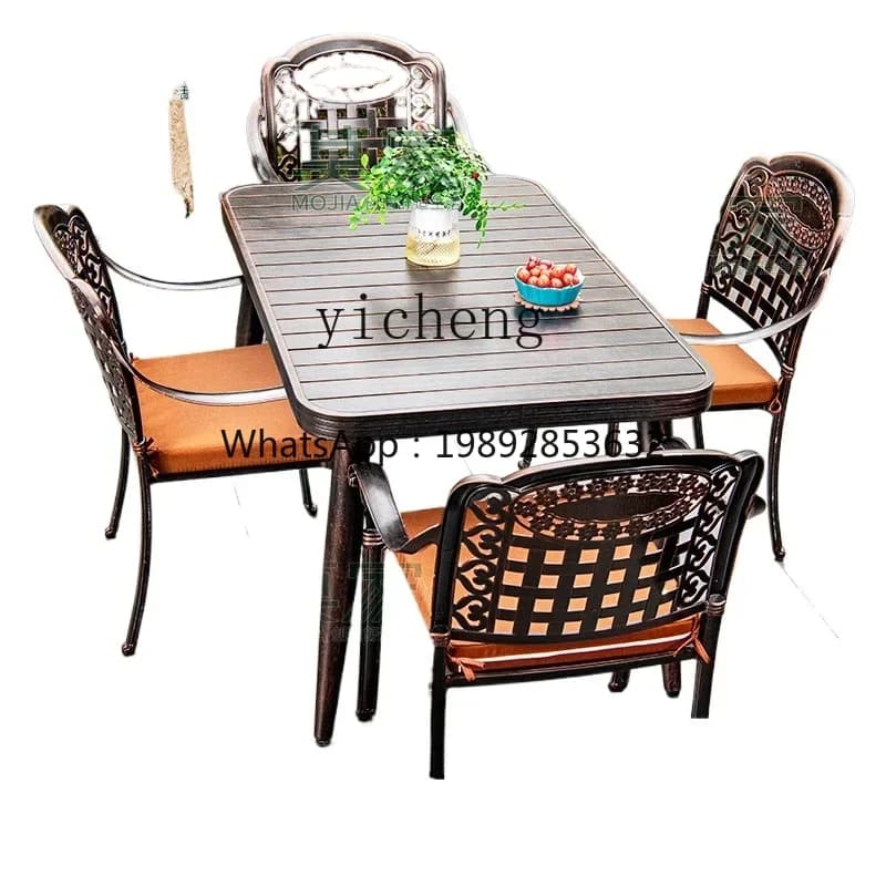 TQH outdoor cast aluminum tables and chairs balcony combination set European-style villa outdoor courtyard garden