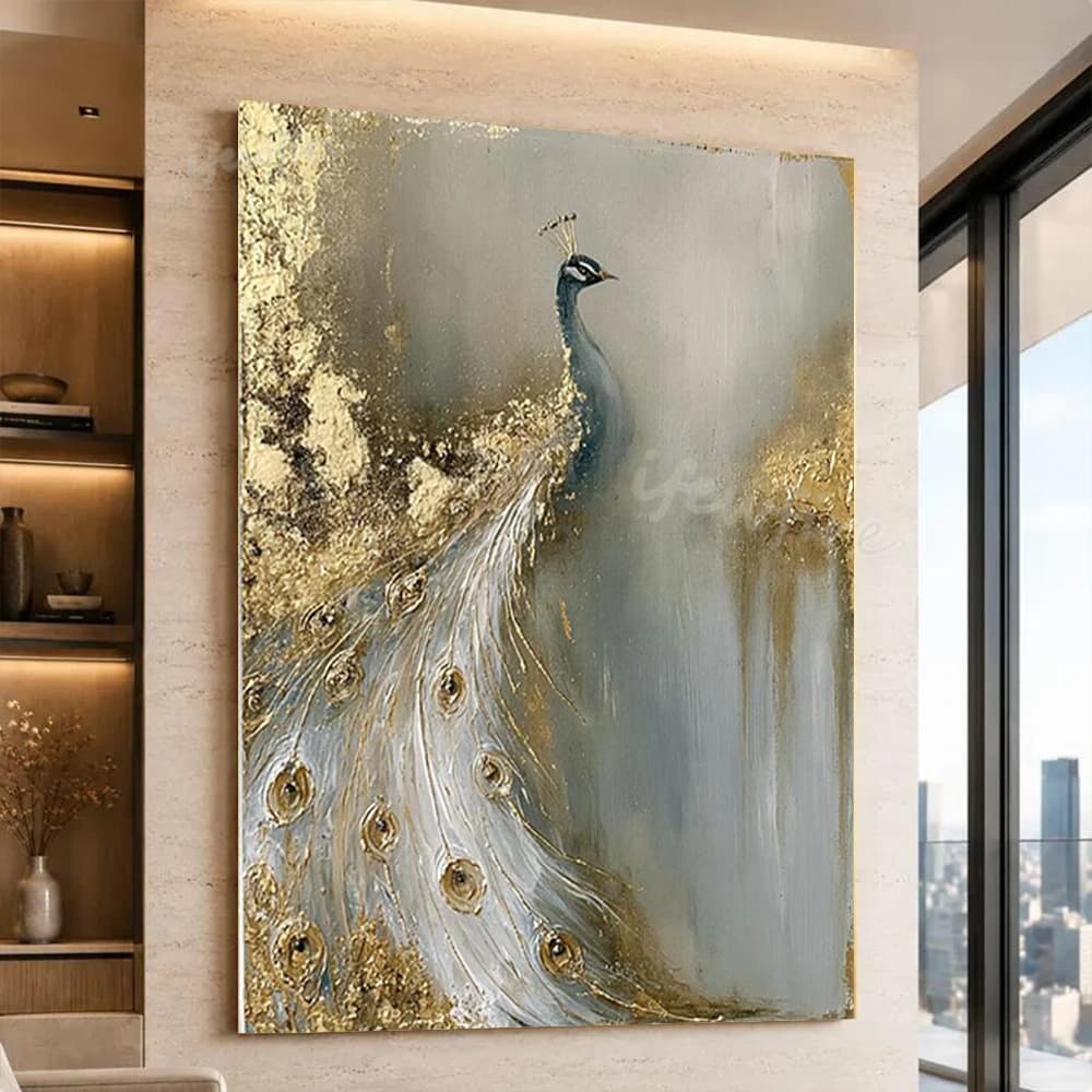 Abstract Oil Painting new design Peacock Mural 100% Handmade Canvas Picture Wall Art Unique Home Living Room Decor Image Artwork