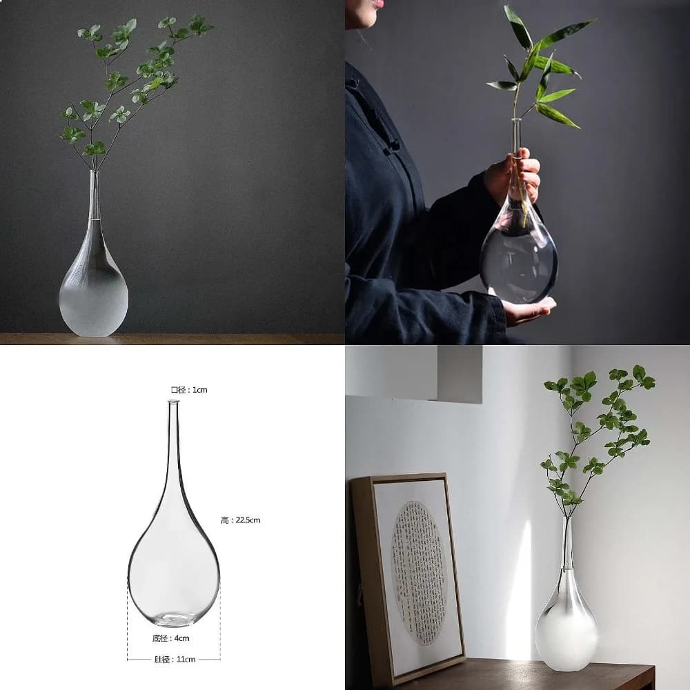 Japanese Cloud Zen Vase Glass Transparent Flower Vessel Water Cultivation Home Living Room Tea Ceremony Decoration Crane Neck