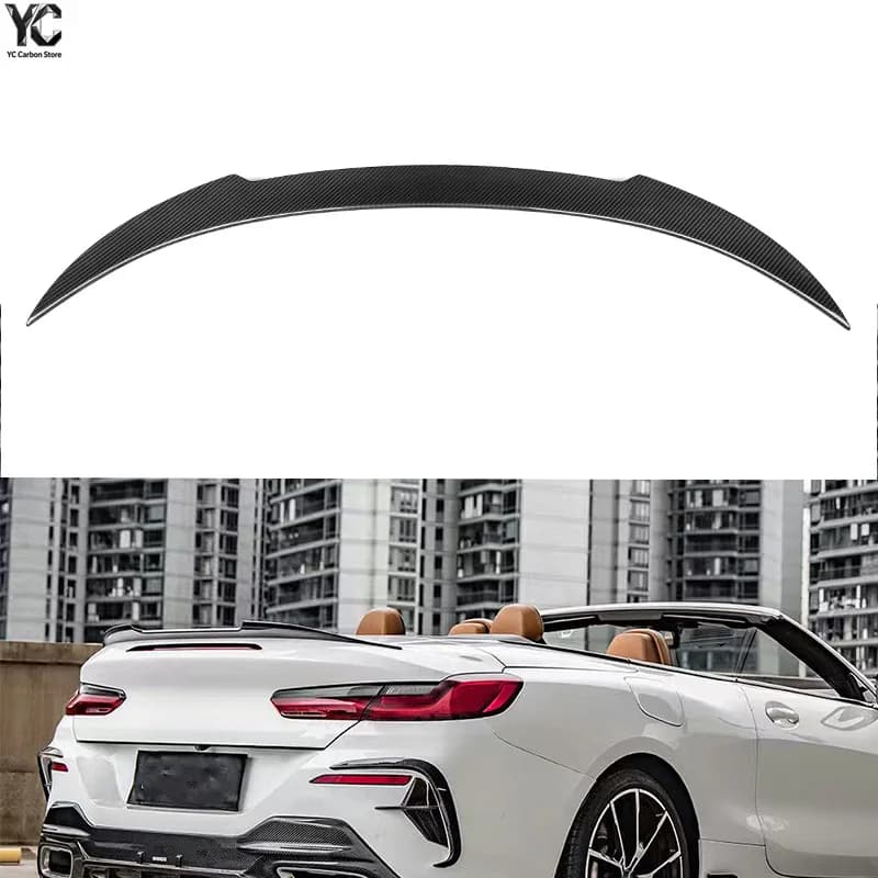 Hot Style Real Dry Carbon Fiber Rear Spoiler Wing Universal Rear Spoilers For BMW 8 Series 840i 850i G16 Foor Doors