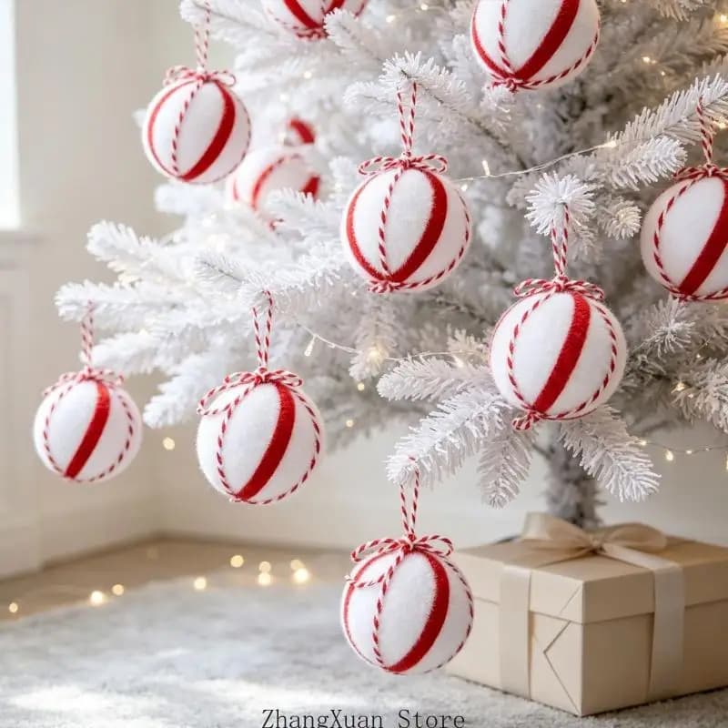 6-Piece Plastic Christmas Bauble Decorations with Hanging Cord for Tree Limbs, Door Handle, Wreath, and Holiday Backdrops 3XUF